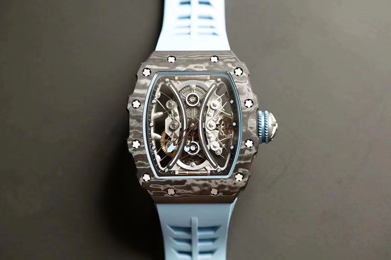 Richard Mille Replica Rm 53-01 Real Tourbillon Best Edition On Blue Rubber Strap